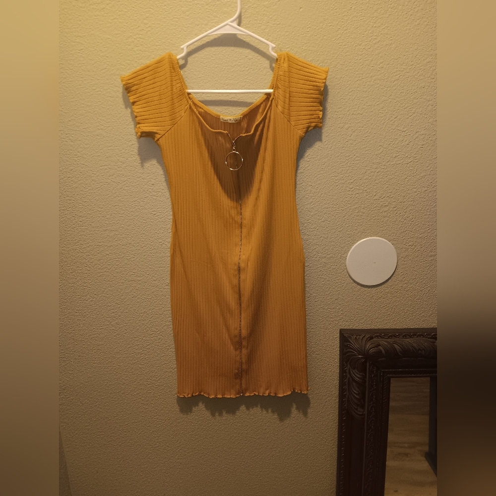 Heart Hips Mustard Ribbed Dress